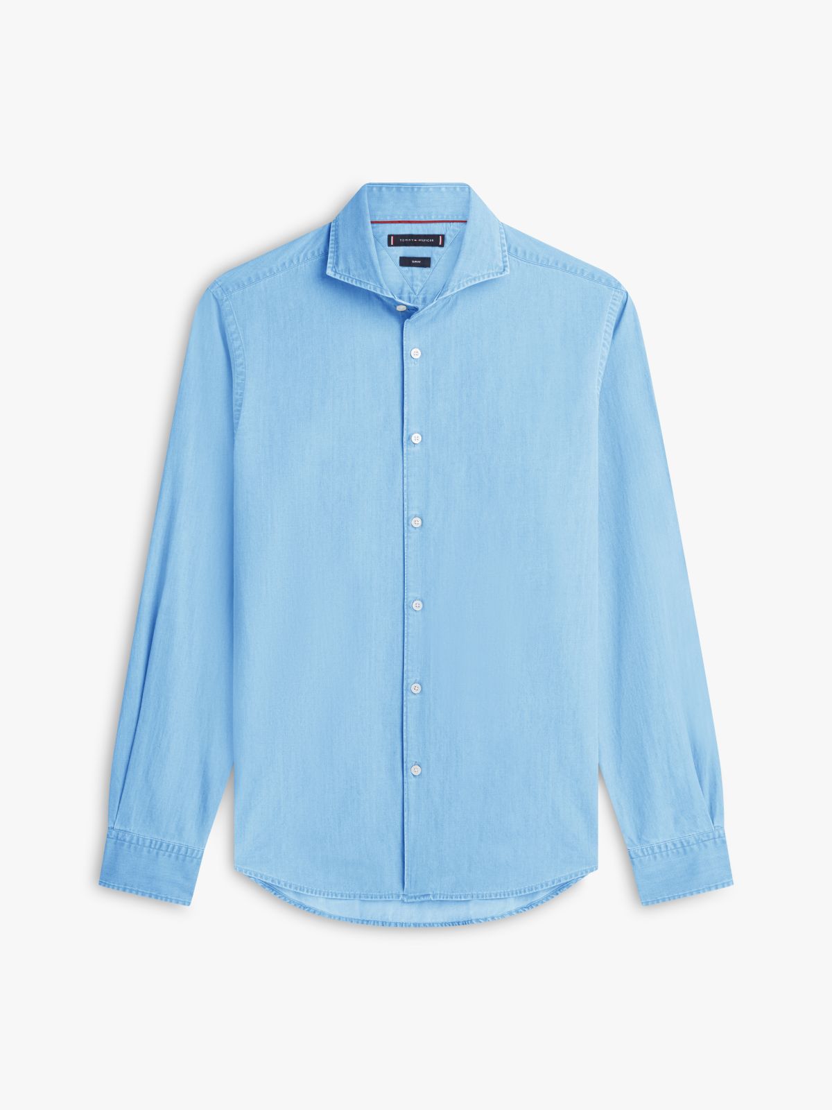 New York Label Slim Fit Denim Shirt — Blue