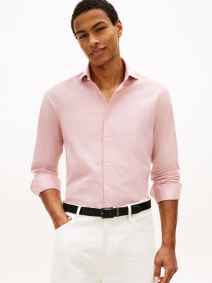 pink smart casual th flex slim fit shirt for men tommy hilfiger