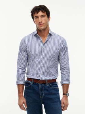 blue new york label slim fit flex collar shirt for men tommy hilfiger