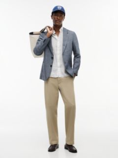 New York Label Check Regular Fit Pure Linen Blazer — Blue 2