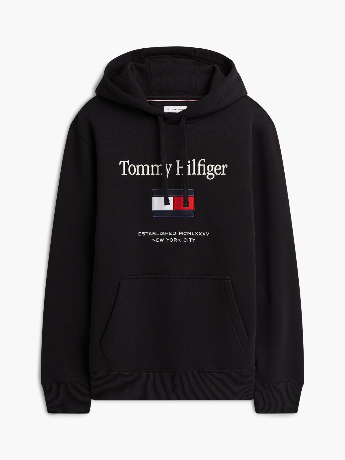 Logo Embroidery Fleece Hoody — Black