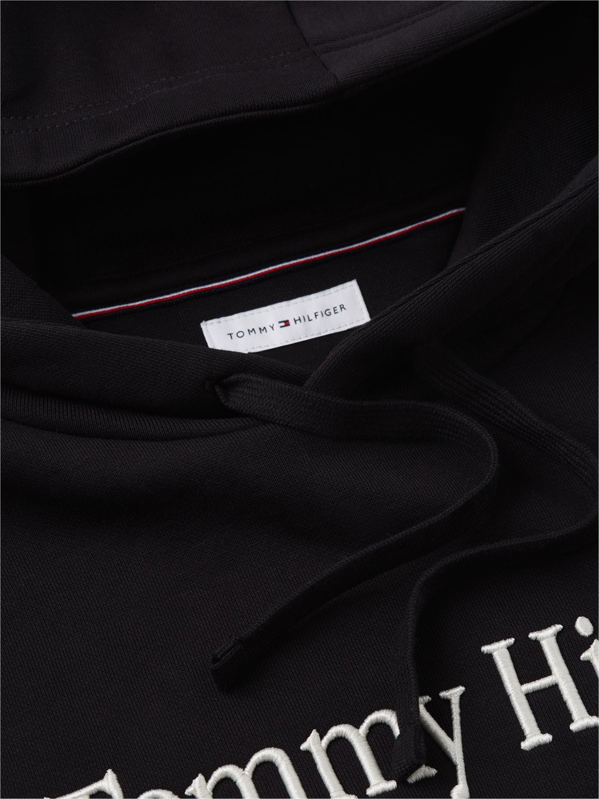 Logo Embroidery Fleece Hoody — Black