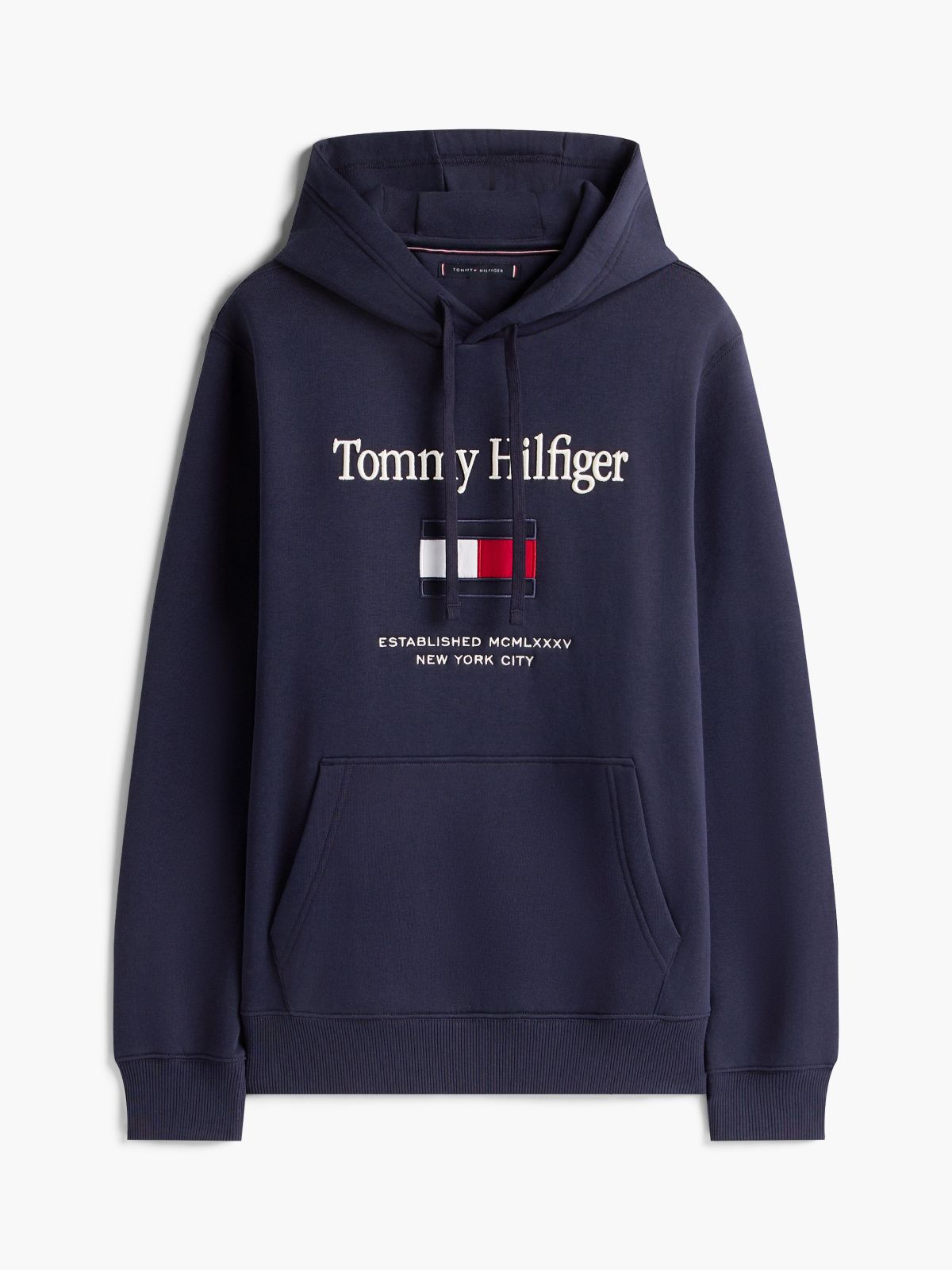Logo Embroidery Fleece Hoody — Blue