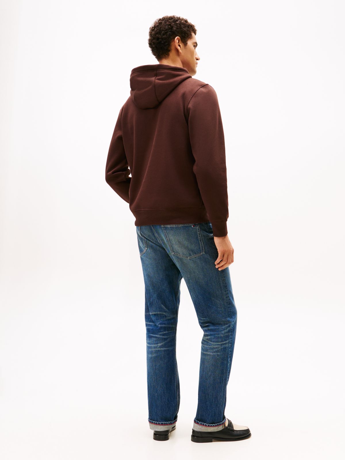 Logo Embroidery Fleece Hoody — Brown