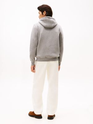 sudadera con capucha y logo de tommy hilfiger gris de hombres tommy hilfiger