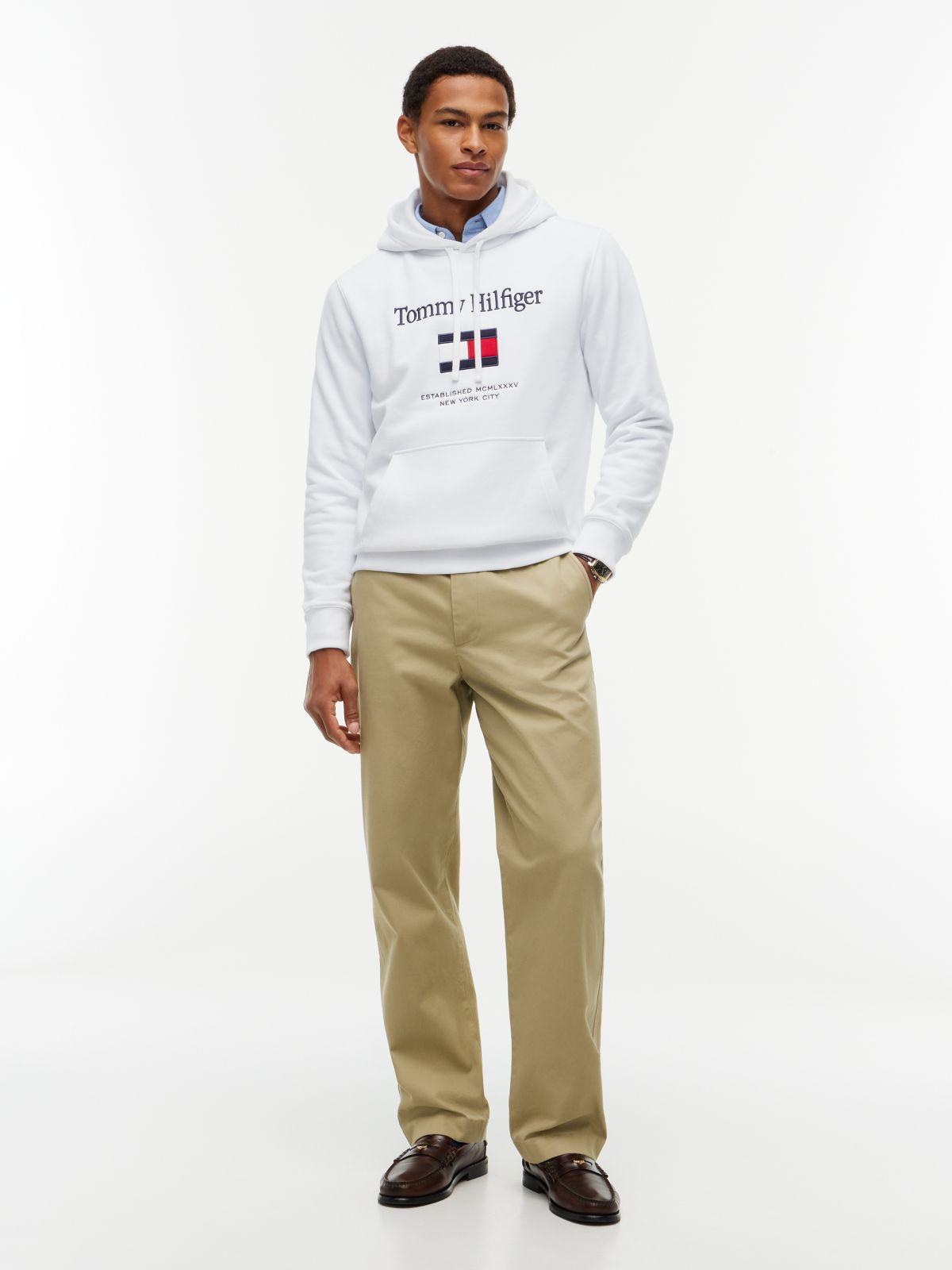 Logo Embroidery Fleece Hoody — White