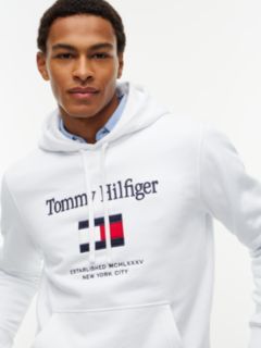 Logo Embroidery Fleece Hoody — White 3