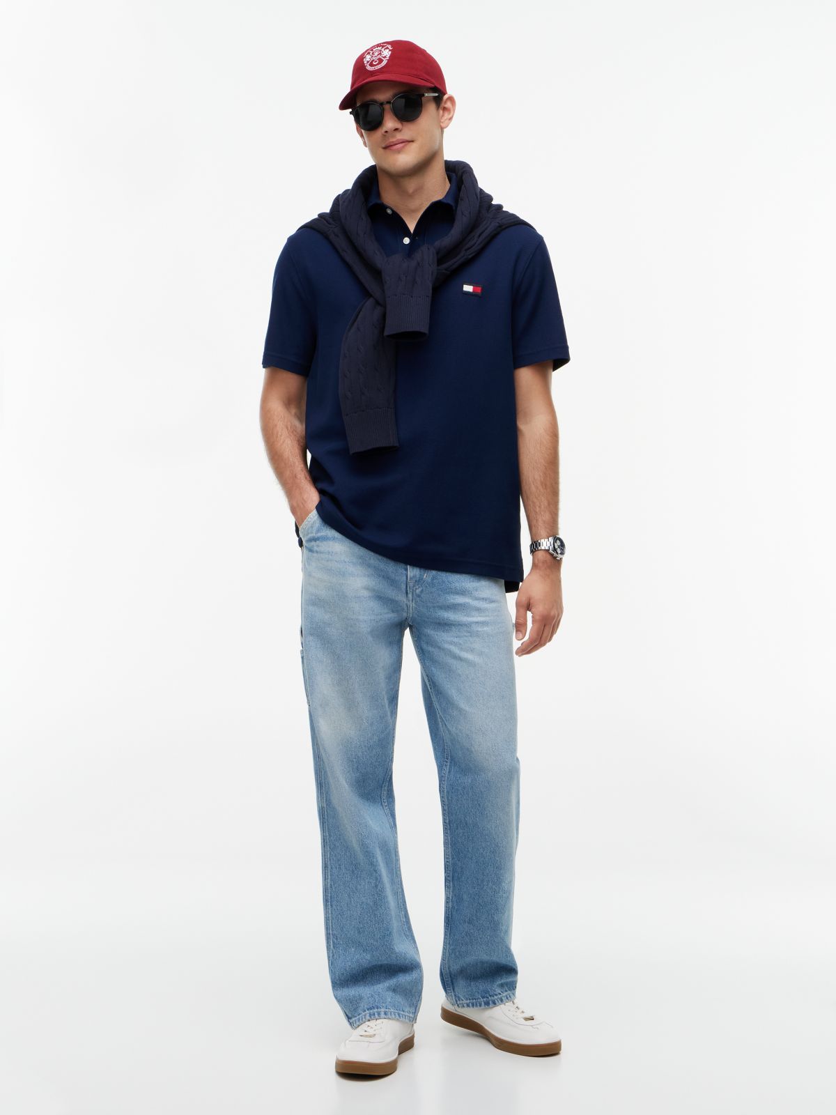 Classic Fit Knit Collar Polo Shirt — Blue
