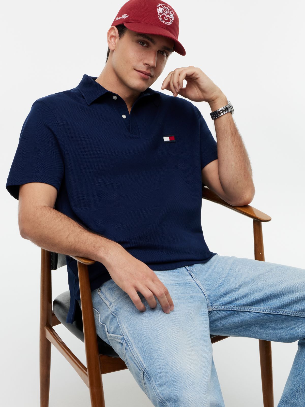 Classic Fit Knit Collar Polo Shirt — Blue