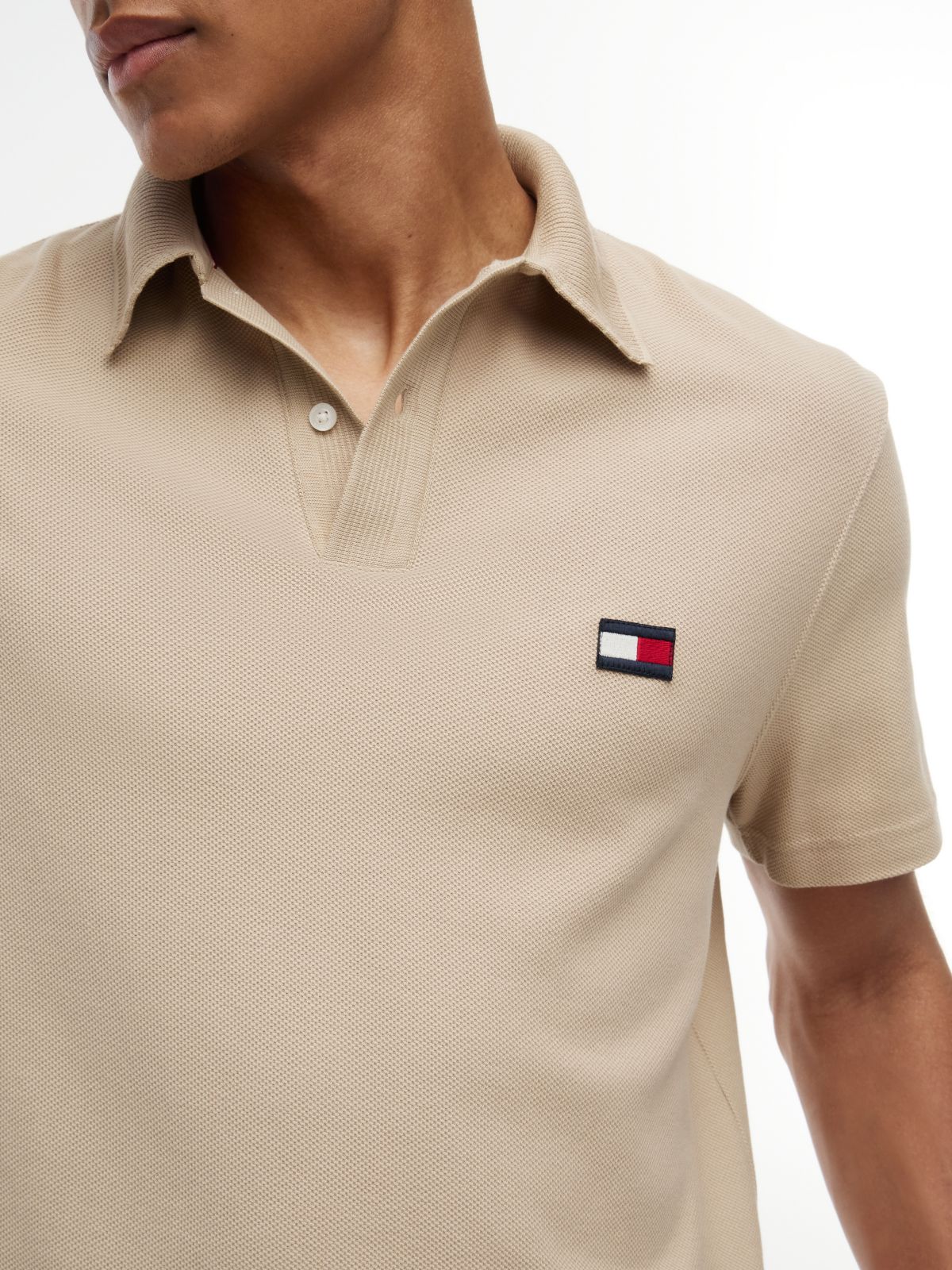 Classic Fit Knit Collar Polo Shirt — Khaki