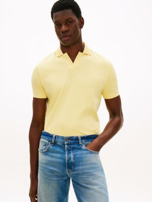 polo coupe standard en maille interlock yellow pour hommes tommy hilfiger