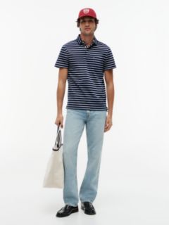 Regular Fit Stripe Jersey Polo Shirt — Blue 2