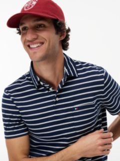 Regular Fit Stripe Jersey Polo Shirt — Blue 3