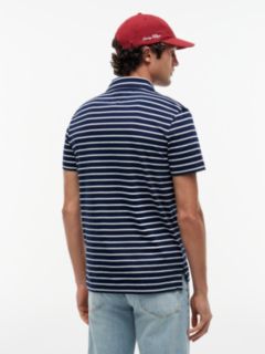Regular Fit Stripe Jersey Polo Shirt — Blue 4