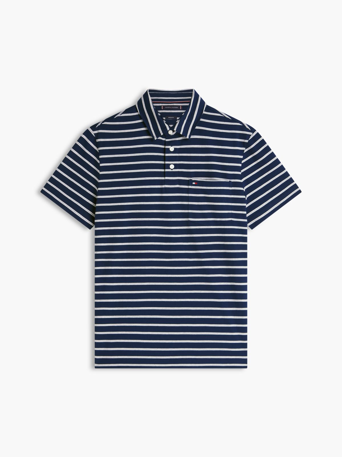 Regular Fit Stripe Jersey Polo Shirt — Blue