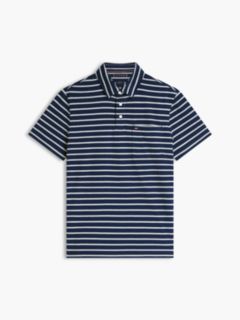 Regular Fit Stripe Jersey Polo Shirt — Blue 5