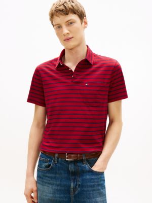polo coupe standard en jersey à rayures red pour hommes tommy hilfiger