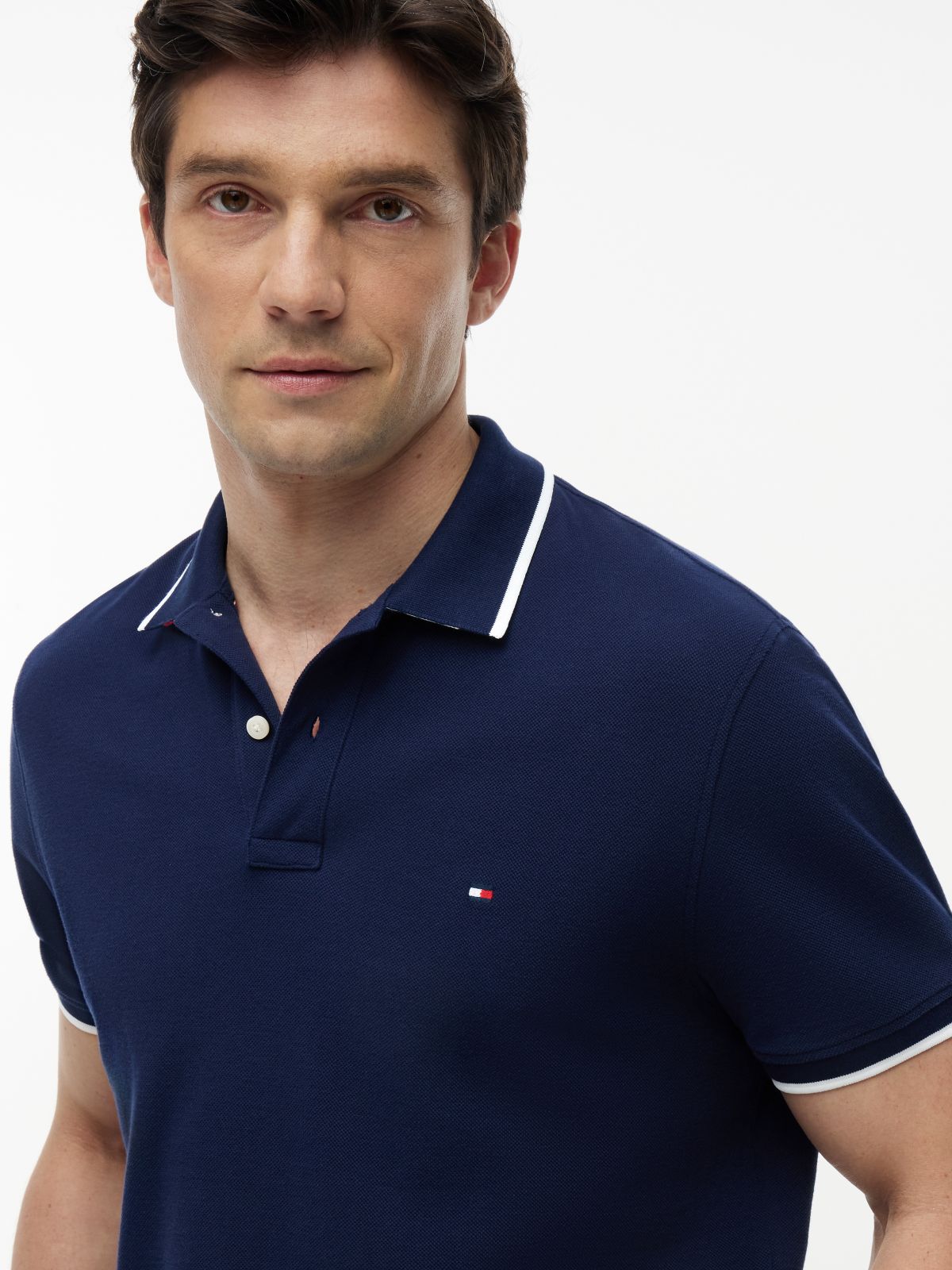 Regular Fit Tipped Pique Polo Shirt — Blue