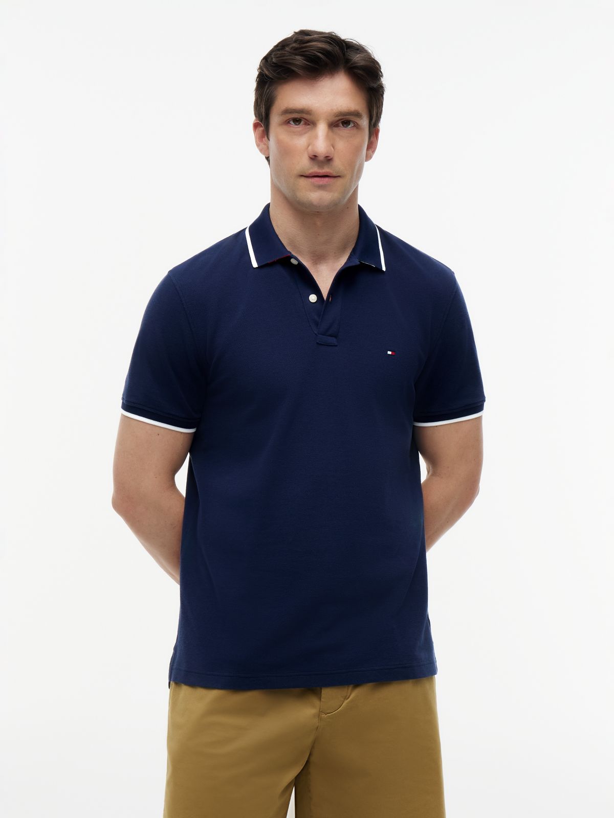 Regular Fit Tipped Pique Polo Shirt — Blue