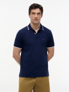 Regular Fit Tipped Pique Polo Shirt — Blue 1