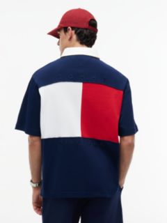 Colour-Blocked Back Logo Relaxed Polo Shirt — Blue 4