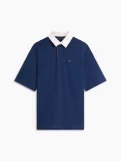Colour-Blocked Back Logo Relaxed Polo Shirt — Blue 5