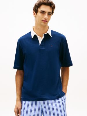 blue relaxed fit poloshirt mit rückenlogo für herren - tommy hilfiger
