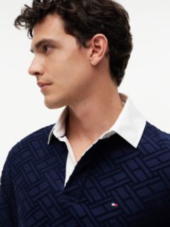 Classic Fit Flag Jacquard Polo Shirt — Blue 3