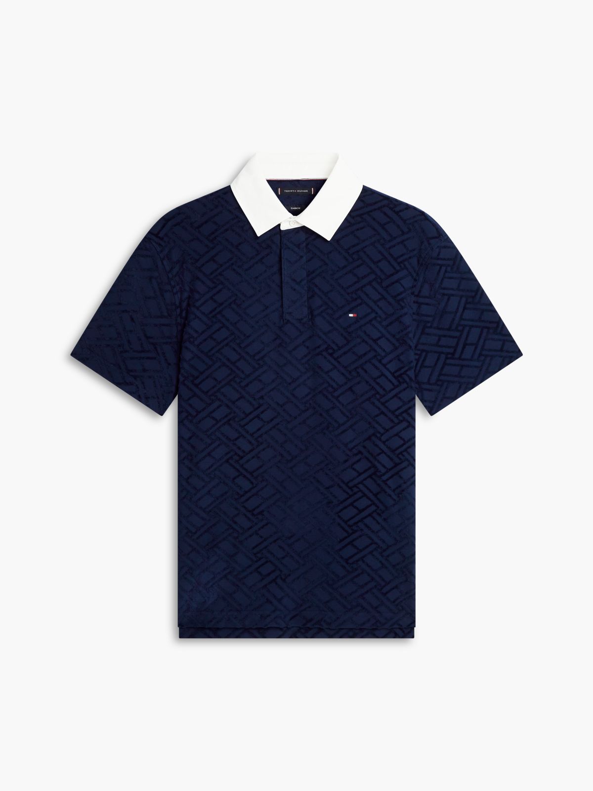 Classic Fit Flag Jacquard Polo Shirt — Blue