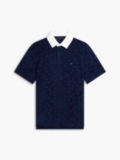 Classic Fit Flag Jacquard Polo Shirt — Blue 5