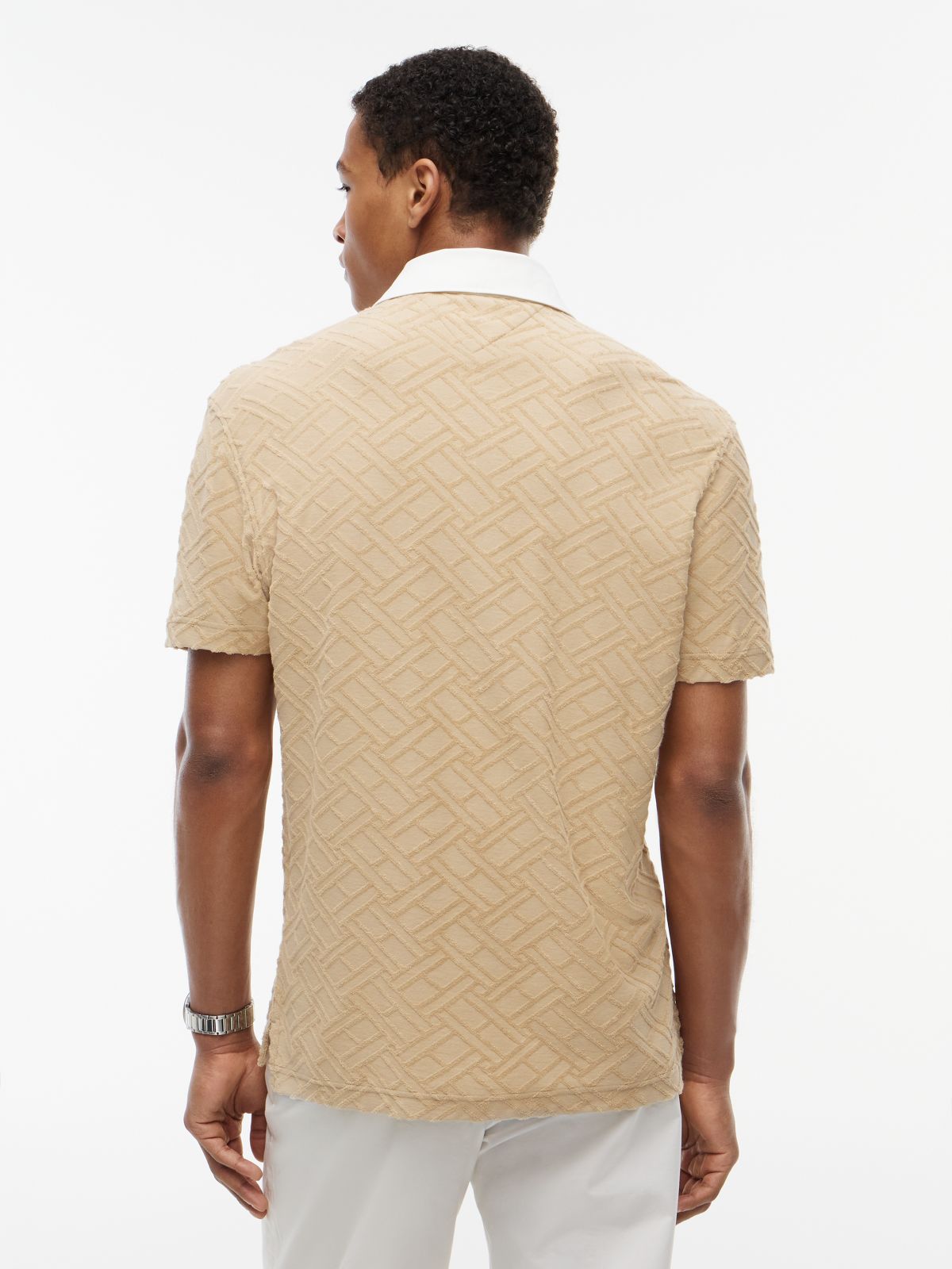 Classic Fit Flag Jacquard Polo Shirt — Khaki