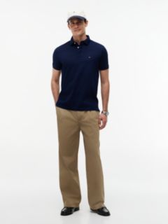 Regular Pique Jacquard Collar Polo Shirt — Blue 2