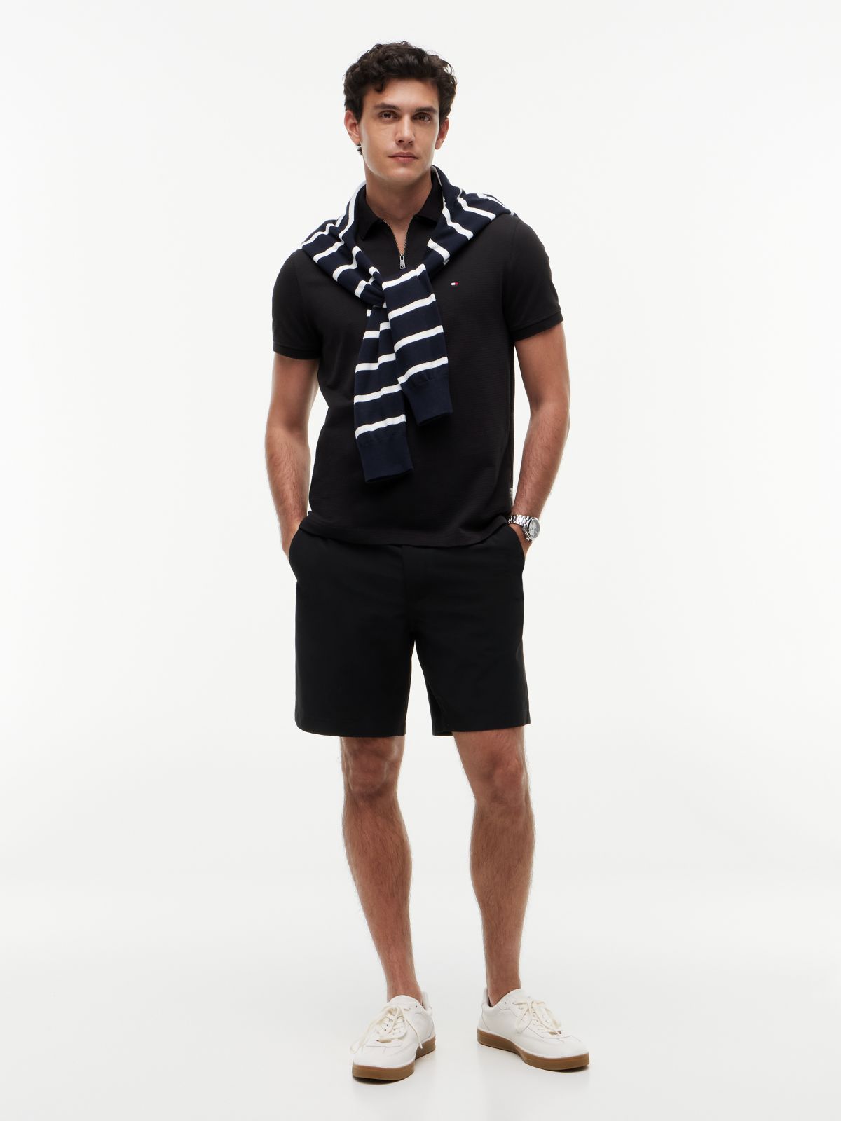 Regular Fit Air Dot Zip Polo Shirt — Black