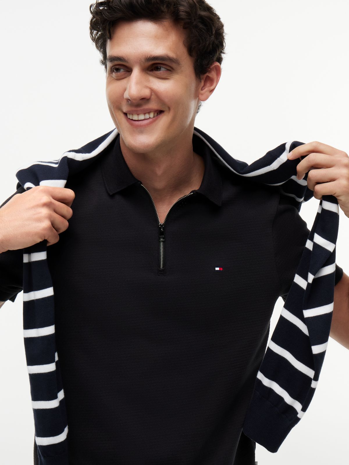 Regular Fit Air Dot Zip Polo Shirt — Black