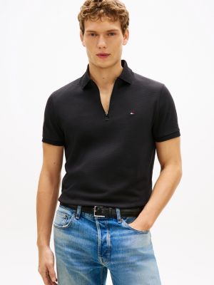 polo zippé coupe standard air dot black pour hommes tommy hilfiger