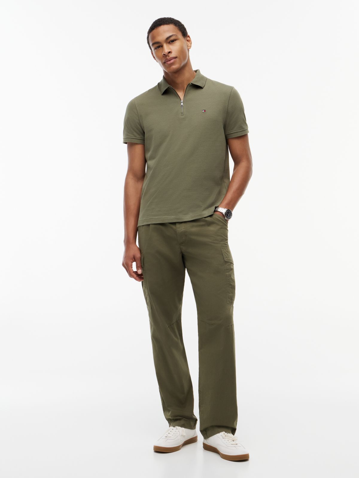 Regular Fit Air Dot Zip Polo Shirt — Green