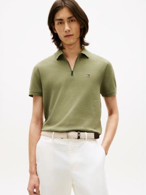 polo zippé coupe standard air dot green pour hommes tommy hilfiger