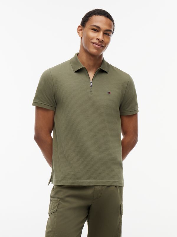 Regular Fit Air Dot Zip Polo Shirt — Green