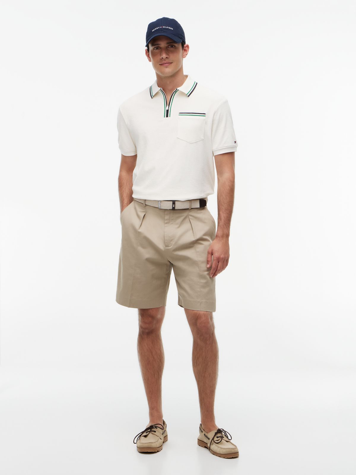 Classic Fit Tipped Towelling Zip Polo Shirt — Yellow
