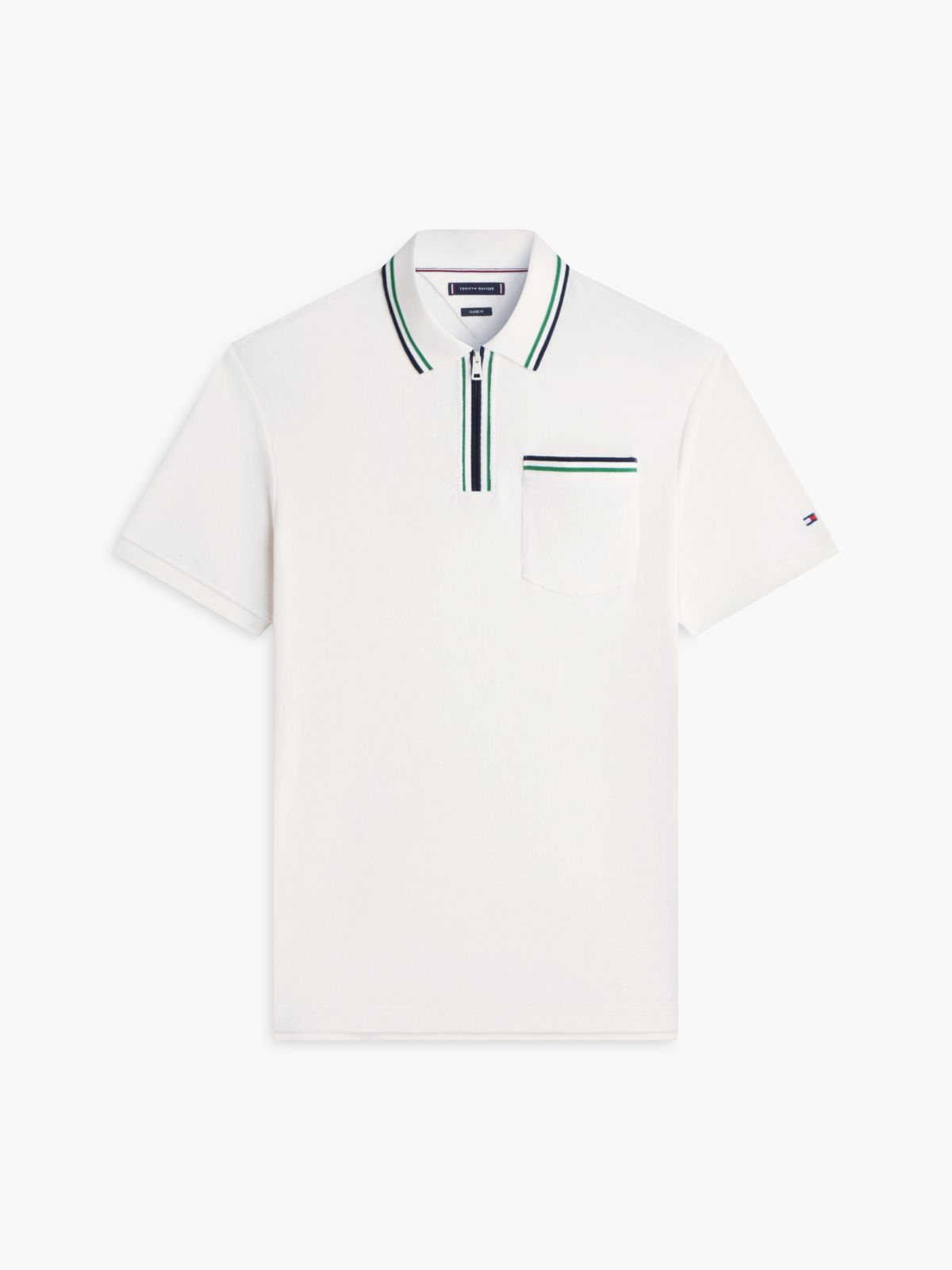 Classic Fit Tipped Towelling Zip Polo Shirt — Yellow