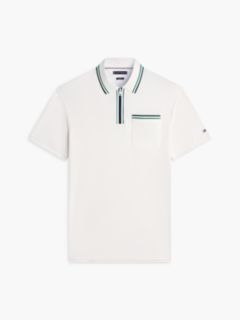 Classic Fit Tipped Towelling Zip Polo Shirt — Yellow 5