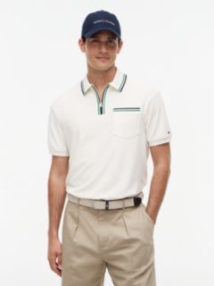 Classic Fit Tipped Towelling Zip Polo Shirt — Yellow 1