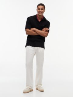 Relaxed Fit Open Knit Polo Shirt — Black 2