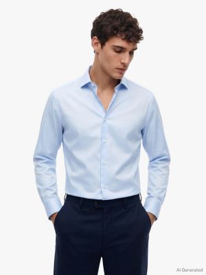 blue new york label th flex slim twill shirt for men tommy hilfiger