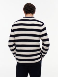 Crochet Stripe Relaxed Jumper — Blue 4