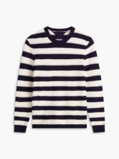Crochet Stripe Relaxed Jumper — Blue 5