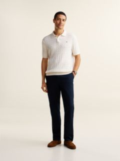 Regular Fit Embroidery Cable Knit Polo Shirt — Yellow 2