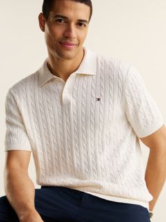 Regular Fit Embroidery Cable Knit Polo Shirt — Yellow 3