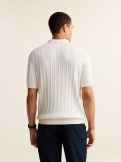 Regular Fit Embroidery Cable Knit Polo Shirt — Yellow 4