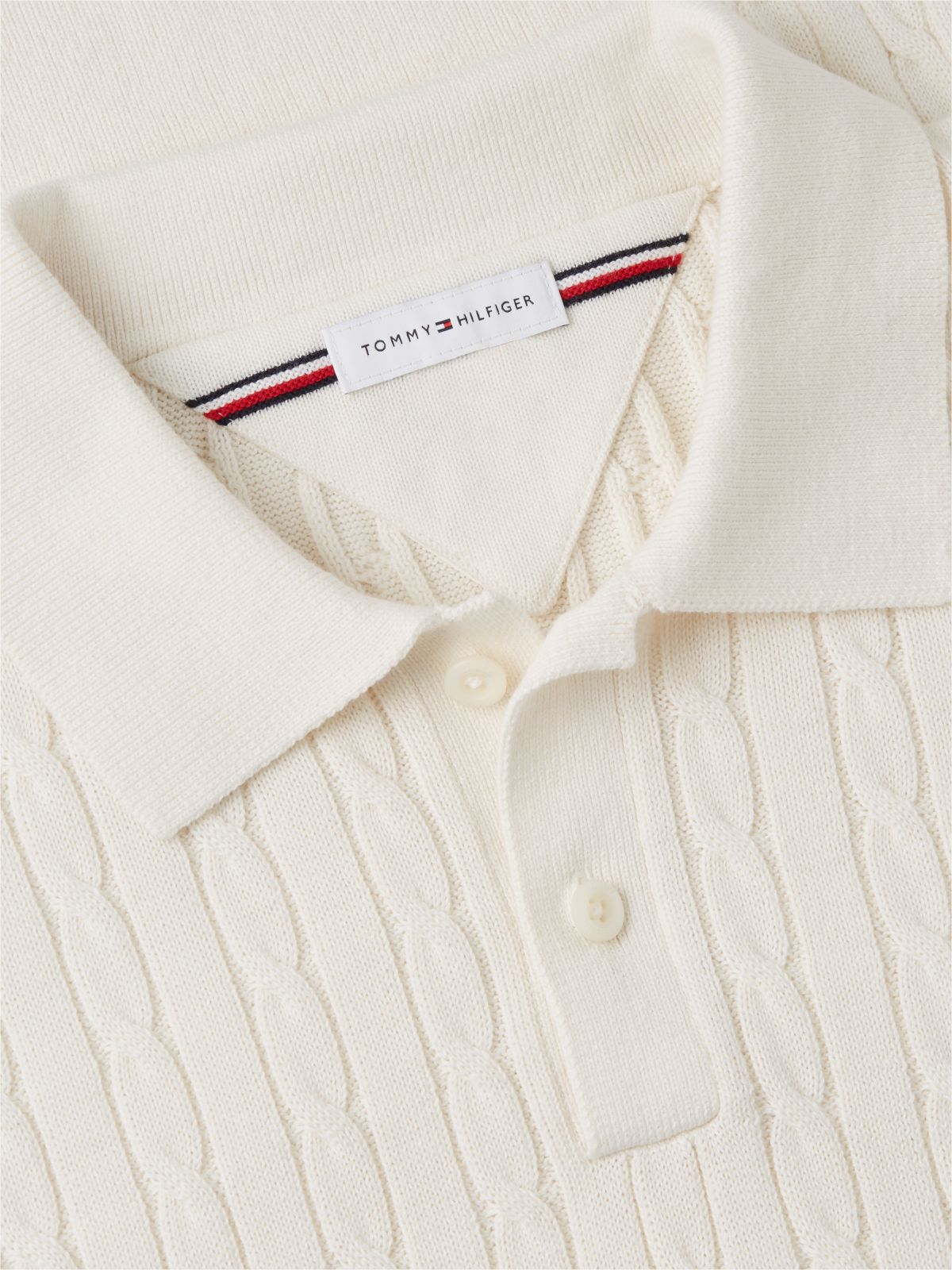 Regular Fit Embroidery Cable Knit Polo Shirt — Yellow